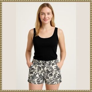Old Navy Pixie Shorts White Tropical Print High Waist Size 12